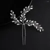 Hair Clips 2PCS Pearl Pins Crystal Plant Style Handmade Wedding Jewelry Accessories Shiny Women Head Tiara Ornament