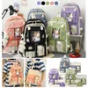 Sacs d'école 4 pièces ensemble sac à dos pour étudiant sac d'école adolescent filles cartable Kawaii filles livre sacs porte-crayon femmes voyage sac à dos fourre-tout 230822