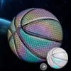 Balls Colorful Holographic Reflective Basketball Ball PU Leather Night Game Street Game Glowing Basketball Sports Luminous Basketball 230822