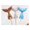 Party Decoration Shiny Mermaid Tail Cake Toppers - Perfekt för bakning av dekorera DIY -fester Drop Delivery Home Garden Festive Suppl Dhv4T