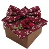 Bow Binds Feste Farbe Baumwoll Bowtie Taschentuch Brosche Set Männer Blumen Schmetterlings Party Hochzeit blau rosa weiße Bowties Neuheit Geschenk