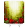 Rideaux de douche Belles fleurs rouge Rose impression rideau de douche rideaux de salle de bain tissu imperméable Floral 180X180 cm avec décoration de la maison R230822