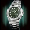 2021 Nya anländer topp Nautilus Watch Men Automatic Man Watches 5711 Silver Armband Green Face Rostfri Mens Mechanical Di Lusso W274M