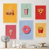 Canvas Painting Fast Food Burger Fries Hot Dog Ice Cream Softdrink Bacon Donuts Dessert Poster Wall Art Prints Retro Kitchen Cafe Restaurant Decor No Frame Wo6