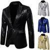 Ternos masculinos blazers brilhantes lantejoulas de ouro masculino masculino masculino jaqueta de boate slim figurino de caneca homme estágio 298f