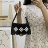 Totes 2023 Crystal Pärled Transparent Bag Square Pärled Mobile Telefon Jelly Bag Purse Niche Hand-Woven Pearl Clear Purses Handbags HKD230822