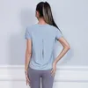 LL yoga LL NUEVOS deportes fitness para mujeres yoga dividido manga corta correr apretado cómodo ropa de yoga de secado rápido ropa de gimnasio ropa de gimnasio