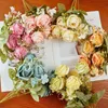 Dekorative Blumen Kränze 6 Kopf rosa Rosenvase für Home Decoration Hochzeit Büro El Tisch Herzstück Seiden Peonies DIY Künstlich 230822