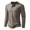 Herren -T -Shirts Parklinien Henley Shirt Männer 2023 Herbst Langarm für Mode Casual Solid Color Basic Camisa