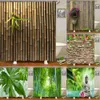 Douchegordijnen Hoogwaardige groene bamboe stofdouche Gordijn Waterdichte plantenbladeren Badgordijnen voor badkamer Decoreren met R230822