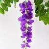 Decorative Flowers Wreaths 7ft 2m Flower String Artificial Wisteria Vine Garland Plants Foliage Outdoor Home Trailing Fake Hanging Wall Decor 230822