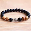 MG0785 nouveau Design tortue Bracelet à breloques photo naturelle Jaspers Bracelet mat noir Onyx perlé poignet Mala Bracelet299B