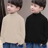 Family Matching Outfits Han 2023 Fall and Winter Models Children's Bottoming Shirt Warm Longsleeved Tshirt Thickened Boys Halfhigh Neck Sweater 230821