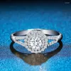 Ringos de cluster zhjiashun duplo 0,5ct Moissanites Diamond 14k 585 Casamento de ouro branco para mulheres jóias finas