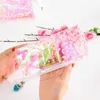 Lärande leksaker 1 datorer kawaii blyertsfodral transparent sakura pvc gåva estuches skol blyerts låda blyerts blyerts påse skoltillbehör.