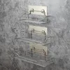 Étagères de salle de bain étagère de rangement de salle de bain en acier inoxydable cuisine sans poinçon salle de bain toilette tenture murale support de rangement 230821