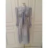 Casual jurken 2023 Boutique Design Chiffon -jurk voor elegante dames dames bloemenprint getailleerd vroeg in de herfst vrouwelijke trendy outfits