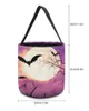 Storage Bags Halloween Wooden Moon Bat Tree Branch Home Decor Toys Basket Candy Bag Gifts For Kids Tote Cloth Party Favor