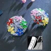 Brincos de colar Set Beaqueen Sparkling Big Half Round Round Ball Colorful Colorful Cubic Zirconia Crystal Stud Brincha Jóias para mulheres JS118