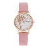 Orologi da polso semplici donne casual marroni da donna in quarzo farfalla orologi eleganti donne in pelle vintage