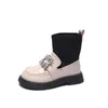 Boots Child Fashion Boots Spring en Autumn Girls Princess Square Buckle Ademende sokschoenen Koreaans 230821