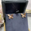 En Kaliteli Dupe Marka 925 STERLING Gümüş Butterlfy Crystal Stud Küpe Kadınlar için