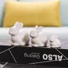 Decorative Objects White Ceramic Bunnies Home Tabletop Bookshelf Easter Decorations Bunny Microlandscape Ornament For Garden Backyard Decor Crafts 230822