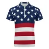 Men's Polos Red And White Striped Casual TShirts Stars Spangled USA Flag Polo Shirts Street Style Shirt Summer Short Sleeve Big Size 5XL 230821