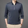 Męska koszula polo z długim rękawem Lapel Zipper Casual Collar Tee 230821