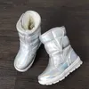 Bottes Nouveau bébé filles bottes argent chaussures hiver bottes de neige épaisse peluche laine naturelle enfants enfants Style bottes de Ski enfants bottes R230822