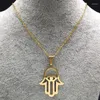 Pendant Necklaces Hamsa Hand Stainless Steel Chain Necklace For Women Gold Color & Pendants Jewelry Gargantillas Mujer Moda N1850S08