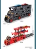 Modelo Diecast O pequeno ônibus Big Container Truck Storage Box Parking Lot com 3 12 Pull Back Mini CAR Toy Kids Birthday Gift 230821