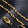 Kedjor 18k Real Gold Plated rostfritt stål Ropkedjans halsband för män Kvinnor Giftmodesmycken Tillbehör Drop Delivery Necklac OT8LE