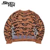 Men s Hoodies sweatshirts SEVEYFAN MANNEN RETRO SWEATERS Tiger Stripe O Hek Knitwear Hip Hop Oversize Pullover 230821