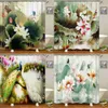 Cortinas de chuveiro Flores de estilo chinês Cenário de pássaro Cortagens de cortinas à prova d'água Cortes de banho 3D Banheiro com tela de pano lavável R230822