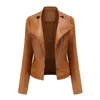 Womens Leather Faux Punk Rivet Rivet Jacket Spring Autumn Turndown Collar Slim Casual Ladies Soft Moto Biker Abbigliamento 230822 230822