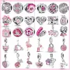 925 Silver for Pandora Charms Jewelry Jewelry Beads 925 Bracelet Pink Color Flamingo Charm Flower Skull Heart Girl Dog Charms مجموعة قلادة DIY غرامة مجوهرات