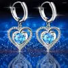 Hoop oorbellen Romantisch liefde hart oorr. Earring roze blauw wit kristal ronde steen voor vrouwen vriendin sieraden valentijnsdag geschenken