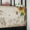 Curtain Vintage Old Spaper Sunflower Dragonfly Short Curtains Kitchen Cafe Wine Cabinet Door Window Small Home Decor Drapes