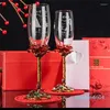 Verres à vin Coupe de champagne de mariage Souvenir créatif pratique Artisanat exquis Décoration élégante de haute qualité Canne assortie