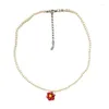 Chains Women Beaded Flower Necklace Collarbone Chain Bohemian Chic Jewelry Party Gift 634D