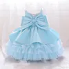 Girl Dresses Infant Baby Baptism Dress For Girls White Bow 1st Birthday Wedding Kids Party Princess Bridesmaid Gown Vestidos