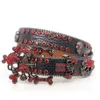 Nouvelle ceinture en strass tête fantôme rouge avec ceinture en strass incrustée pour hommes Hip Hop Punk Style tendance personnalisé