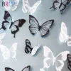 壁のステッカー18pcsクリスタルバターフリーズフォー美しい蝶のリビングルームの装飾デカールホームデコレーション230822のための3Dステッカー