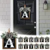 Decorative Flowers Creative 26 Letter Farmhouse Wreath For Front Door Unique Last Name Year Round With Bow Outside Hanger Decor