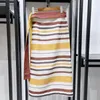 Skirts Women's Striped Print One Piece Wrap Midi Skirt 2023 Ladies Temperament Lace Waist Long Jupe Bohemian