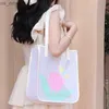 Totes Summer High Beauty Travel Portable Swimming Transparent PVC Jelly Beach Bag Large Capacity Shoulder Bag Girls Shopping Bag HKD230822