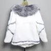 Женская меховая искусственная зима настоящий натуральный натуральный кроличьи пальто с воротничками для девушек из воротничков модная куртка 230822