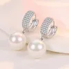 Boucles d'oreilles créoles KOFSAC belle pleine Zircon pour les femmes mode 925 bijoux d'oreille en argent Sterling dame élégante perle boucle d'oreille