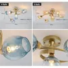 Chandeliers LED Molecular Green Blue Grey Glass Ball Ceiling Lamps For Sleep Live Dine Table Bed Room Pendant Lights